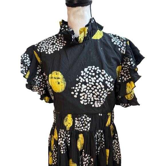Busayo Black Yellow Puff Sleeve Print Maxi Dress - Picture 6 of 13